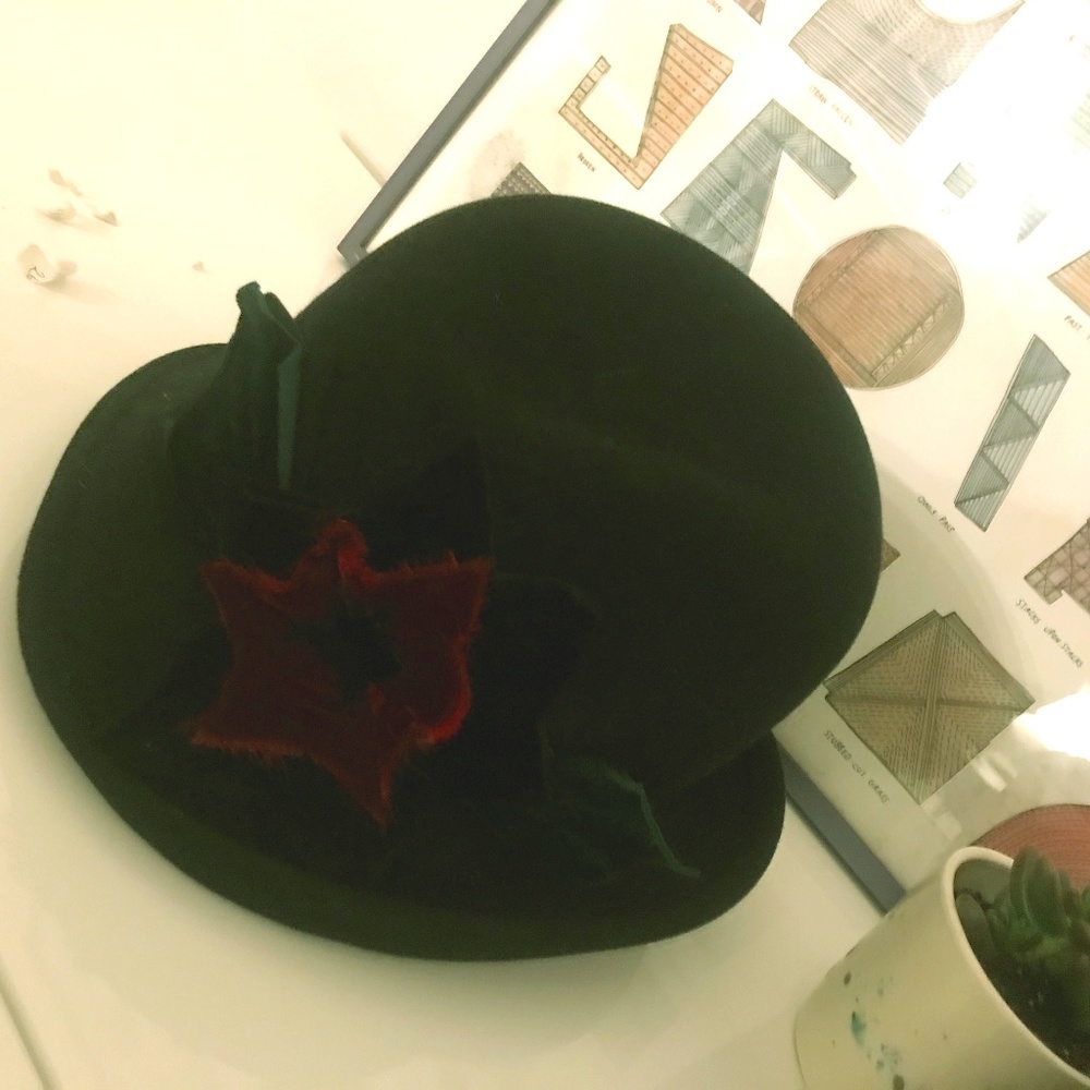 Beautiful black wool cloche hat